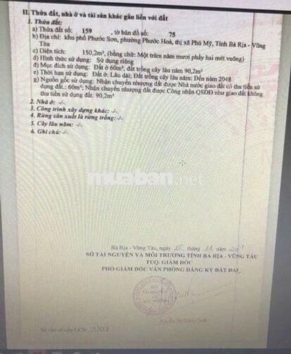 Bán đất sổ đỏ phường Tân Phước Vũng Tàu