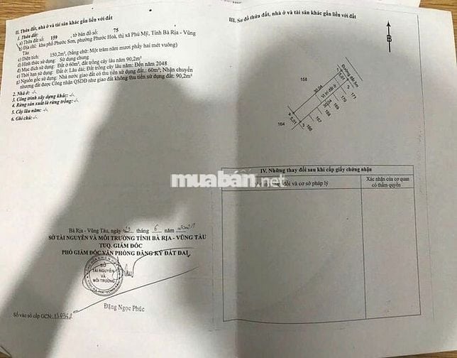 Bán đất sổ đỏ phường Tân Phước Vũng Tàu