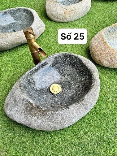Chậu rửa lavabo đá cuội tự nhiên nguyên khối phù hợp cho homestay, cf