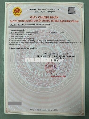 Đất gần Ngã Tư Bình Thung phường Tân Đông Hiệp Tp Dĩ An