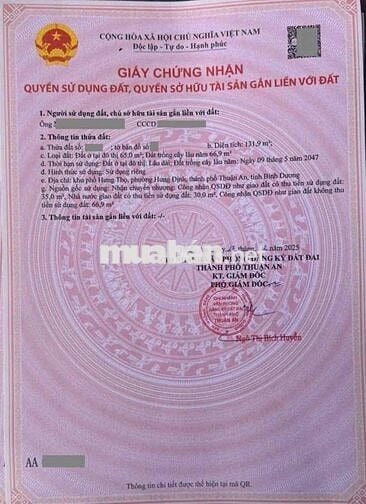 Đất mặt tiền Đường Cầu Tầu, Phường Hưng Định, Tp Thuận An.