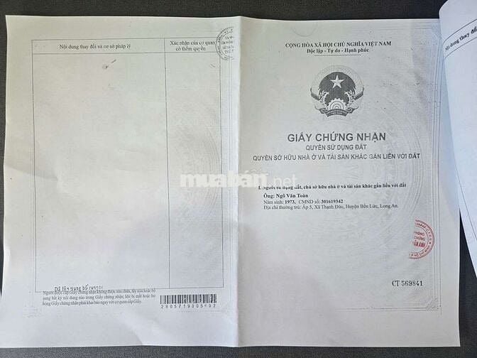 Chính chủ, 100% thổ cư, chỉ hơn 5tr/m2, lô đất gần KCN, QL1A, cao tốc