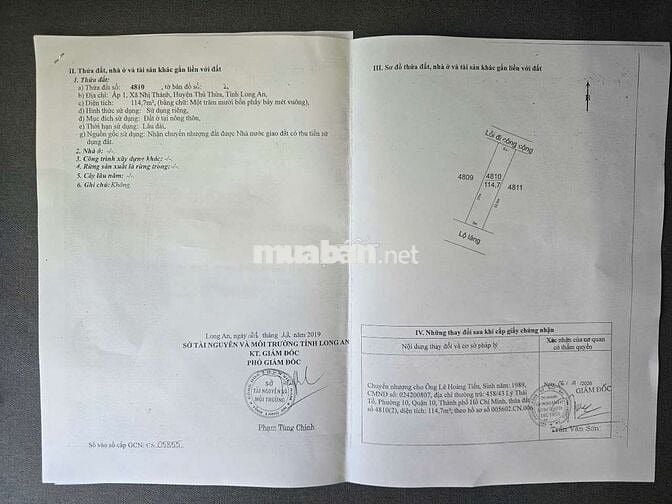 Chính chủ, 100% thổ cư, chỉ hơn 5tr/m2, lô đất gần KCN, QL1A, cao tốc