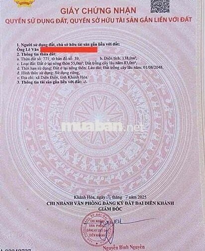 Bán Nhanh Nhà Cấp 4 Thôn 1 Diên Phú ( Nay Xã Diên Điền ), Khánh Hoà