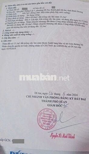 Đất đường Nguyễn Văn Trỗi phường Dĩ An Tp Dĩ An