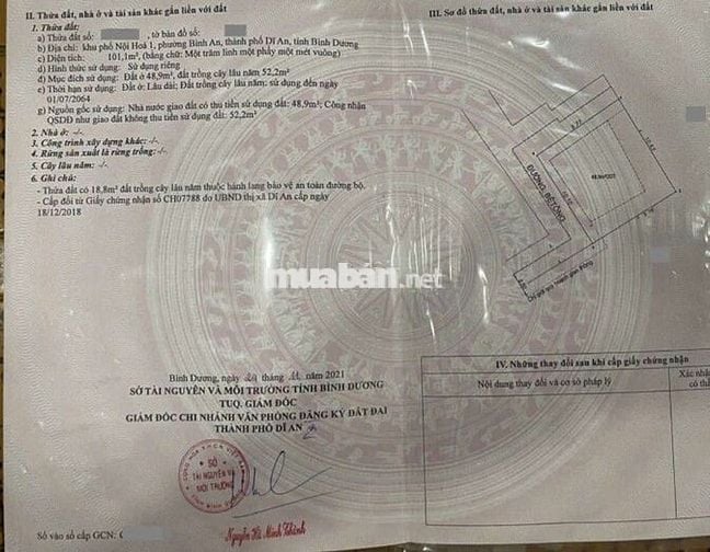 Đất đường Bà Huyện Thanh Quan phường Bình An Tp Dĩ An