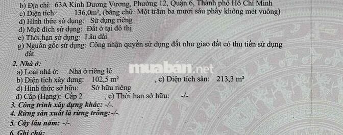 Chính chủ bán nhà mặt tiền đ.Kinh Dương Vương