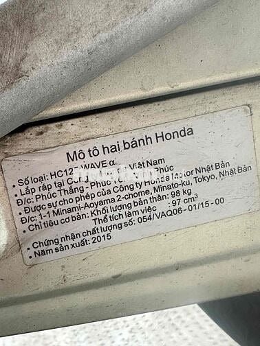 Wave 100 đk 12/2015 nguyên zin đầu nồi