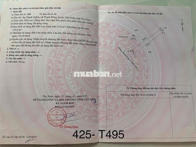 Cần bán lô đất ở huyện tân châu, Tây ninh