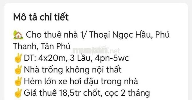 🌟18.5tr🌟4x20m_3Lầu_nhà mới và đẹp_hẻm 8m Thoại Ngọc Hầu_Tolet riêng