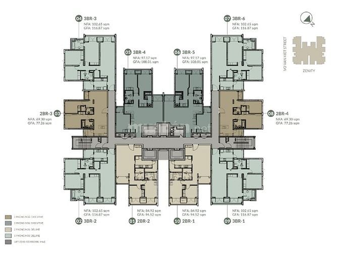 Căn hộ bán tại The Zenity Quận 1 gồm 3 phòng ngủ tầng cao 116m2