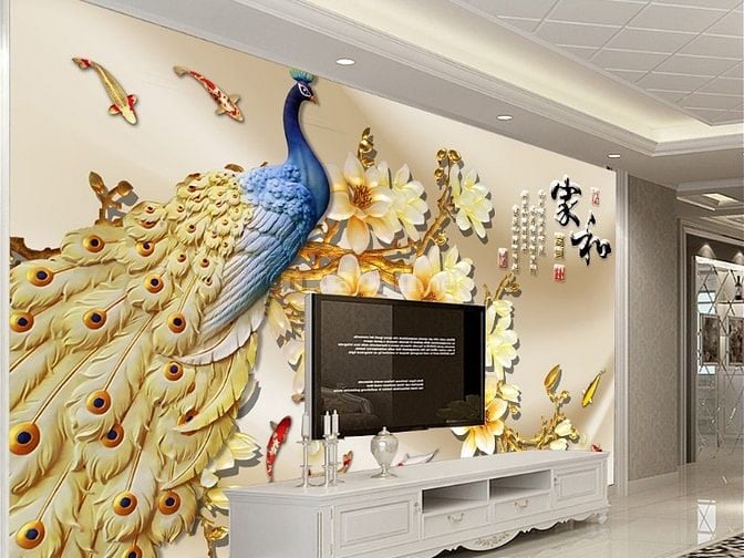 Tranh gạch 3d dán tường sau ti vi - CX322