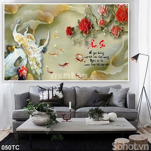 Tranh gạch 3d dán tường sau ti vi - CX322