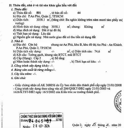Bán căn hộ c/c An Phú, khu B, khu đô thị An phú – An khánh (Quận 2 cũ)