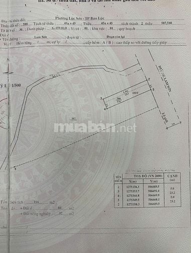 Bán 4000m2 đất thổ cư mặt tiền đường Làm Sơn, Thành Phố Bảo Lộc