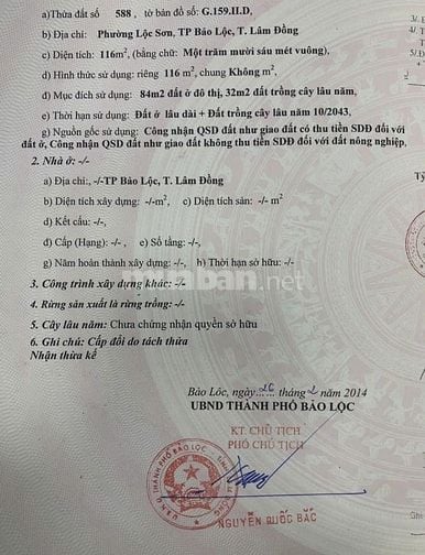 Bán 4000m2 đất thổ cư mặt tiền đường Làm Sơn, Thành Phố Bảo Lộc