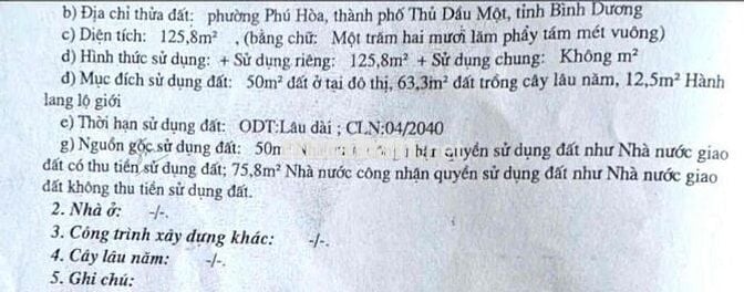 Đất Phú Hoà 6x21 gần ngã 3 Năm Sanh