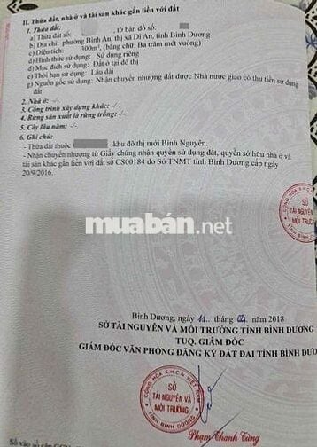 Đất xây biệt thự, Khu đô thị Bình Nguyên, P Bình An, TP Dĩ An.