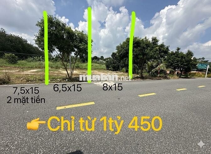 CẦN BÁN LÔ THỔ CƯ SẴN NỀN CAO, NHỰA  2 MẶT TIỀN DT#7x15m CHỈ TỪ 1TY450