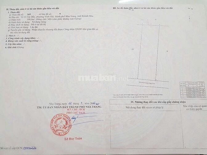 BÁN LÔ ĐẤT GIÁ TỐT – PHƯỜNG BẮC NHA TRANG (TỔ 23 TÂY BẮC, VĨNH HẢI CŨ)