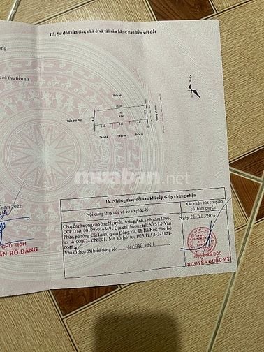 Bán đất thổ cư có sổ đỏ. Diện tích 61 m2: Chiều dài 15.2, chiều rộng 4