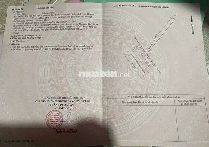 Đất đường Lê Hồng Phong phường Tân Bình Tp Dĩ An