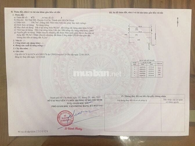 Chủ cần bán lô đất Đ.Tỉnh Lộ 7 DT107m2 giá 800 triệu, sổ hồng riêng