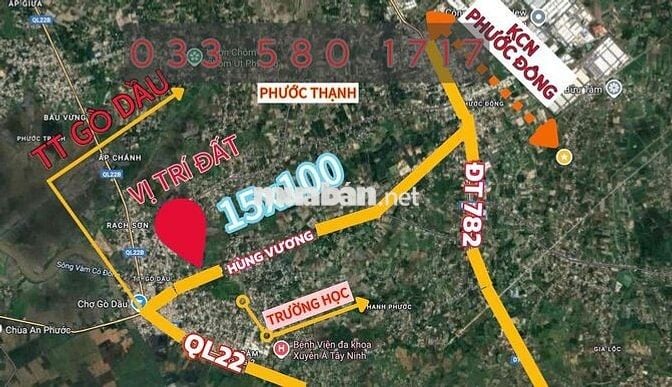 Cần bán lô đất (1056m2 có thổ cư) ngay chợ Gò Dầu - Tây Ninh