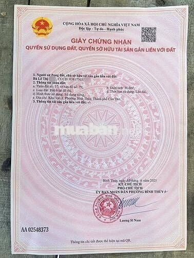 BÁN NỀN THỔ CƯ-2 MẶT TIỀN-VỊ TRÍ ĐẸP -LỘ 5M