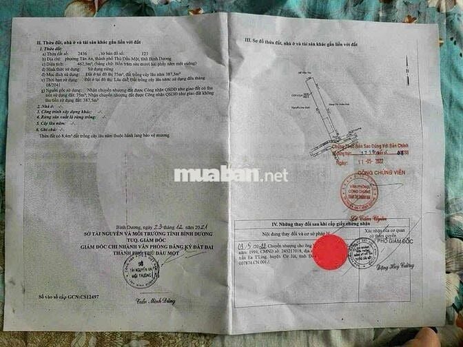 Đất Tân An mặt tiền DX 125 gần chợ Bến Thế nhựa thông 5m i hình