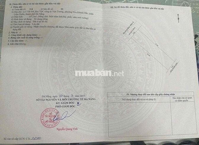 Lô mặt tiền Bàu Mạc 6 107,5m vị trí đẹo đường 5m5 lề 3m