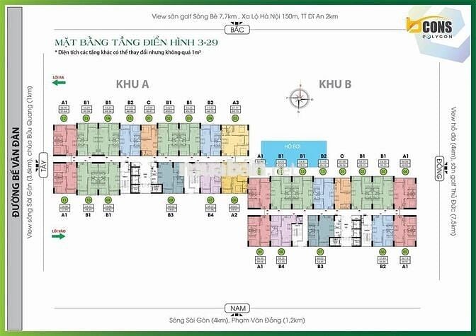 BÁN CĂN 2PN - 2TỶ280 - BCONS POLYGON - BTP