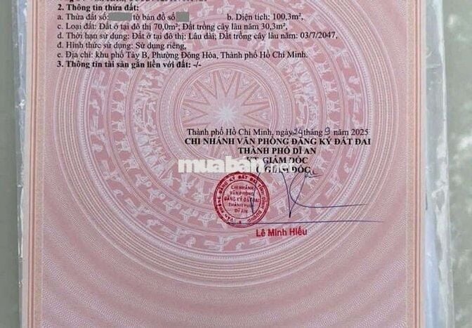 Đất đẹp mặt tiền Cây Da Xề gần BigC Go p. Đông Hòa Dĩ An