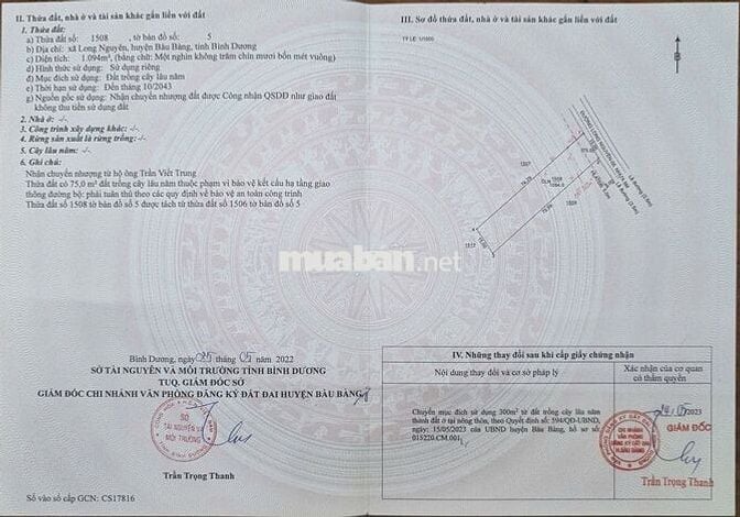 Bán đất Long Nguyên – mặt tiền N4, DT749 – 14ha – giá 200 tỷ (TL)