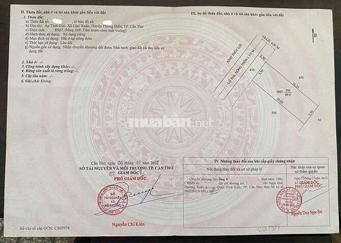 Nền 89m2 Full TC cách Phố Ông Lang vài bước chân