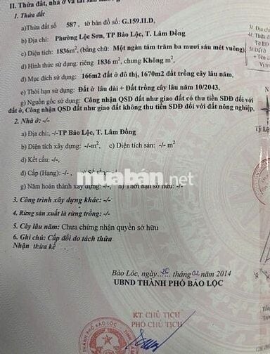 Bán đất mặt tiền Lam Sơn, phường B’Lao, Tp. Bảo Lộc, Lâm Đồng