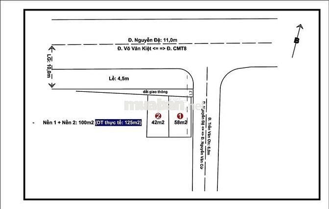 Bán nền mặt tiền đường – vị trí góc ngay tại trung tâm