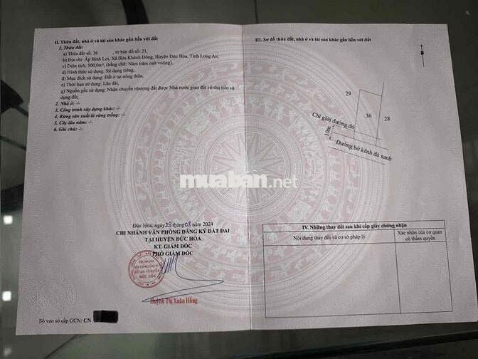 Bán 2700m2 đất + xưởng (500m2 thô cư) tại Hòa Khánh Đông, Long An