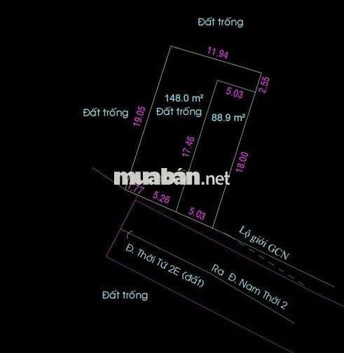 Đất thổ cư 1/Trần Thị Bốc-Thới Tam Thôn-Hóc Môn.Dt 148m2~4,5ty