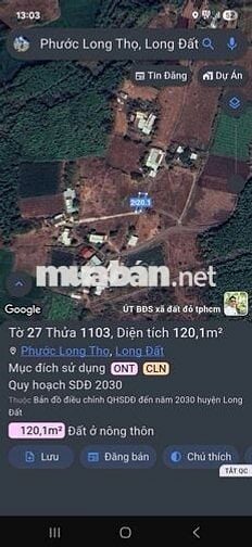 ĐẤT GẦN KHU CÔNG NGHIỆP ĐẤT ĐỎ 1 CẦN BÁN