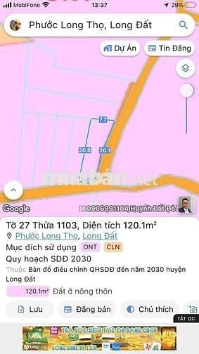 ĐẤT GẦN KHU CÔNG NGHIỆP ĐẤT ĐỎ 1 CẦN BÁN