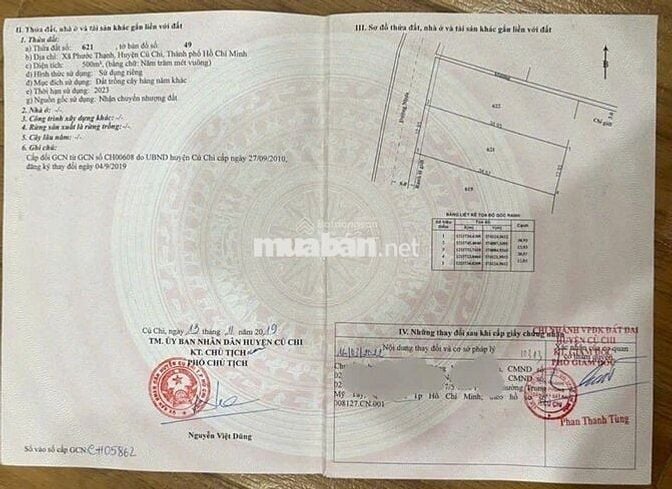 Bán lô đất 500m2 Tỉnh Lộ 7 gần chợ Phước Thạnh Củ Chi, SHR, giá 1,3 tỷ