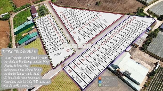 Đất nền trung tâm Thạnh Mỹ ven Đà Lạt giá chỉ 630 triệu đường nhựa 6m