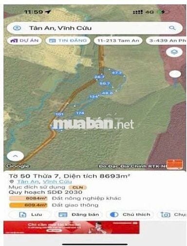 Bán Đất Nông Nghiệp Tân An, Vĩnh Cửu, Đồng Nai