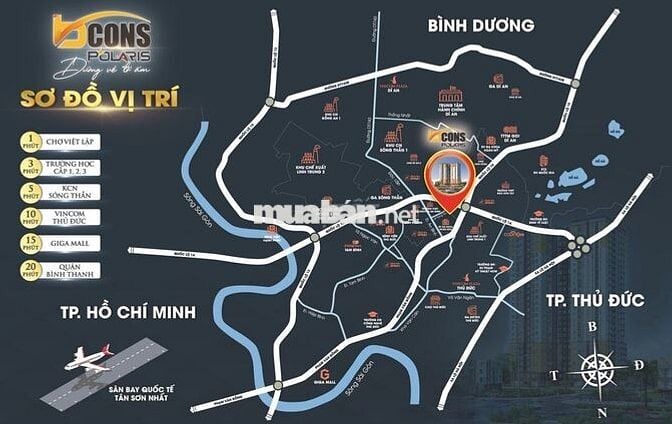 BÁN CĂN GÓC - 2PN2WC - 2TỶ650 - BCONS POLARIS