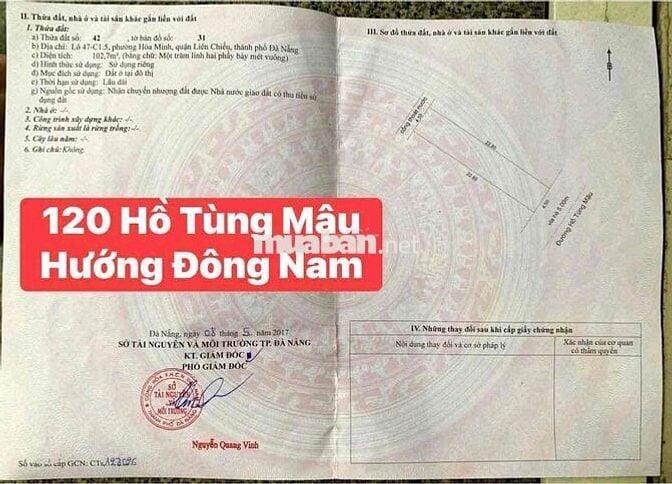 Bán lô đất MT Hồ Tùng Mậu Đường 10.5 Sát Biển Nguyễn Tất Thành