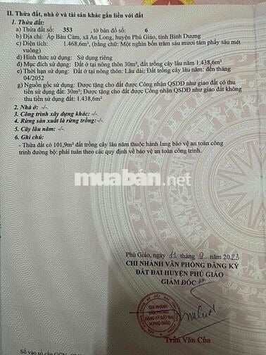Cần bán đất có thổ cư  mặt tiền đường nhựa An Long, Phú Giáo.