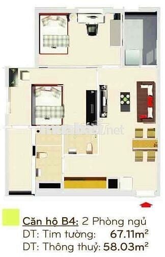 Căn hộ full nội thất cao cấp đã sửa chữa thành 3pn