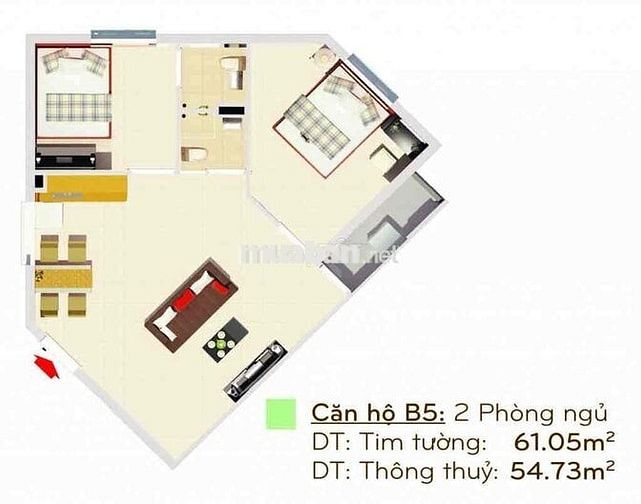 Căn hộ full nội thất cao cấp đã sửa chữa thành 3pn