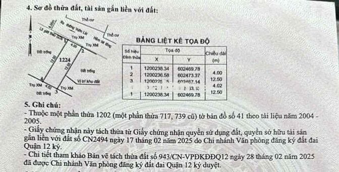 ĐẤT VƯỜN LÀI, QUẬN 12. DT 50m2 (4m x 12,5m).